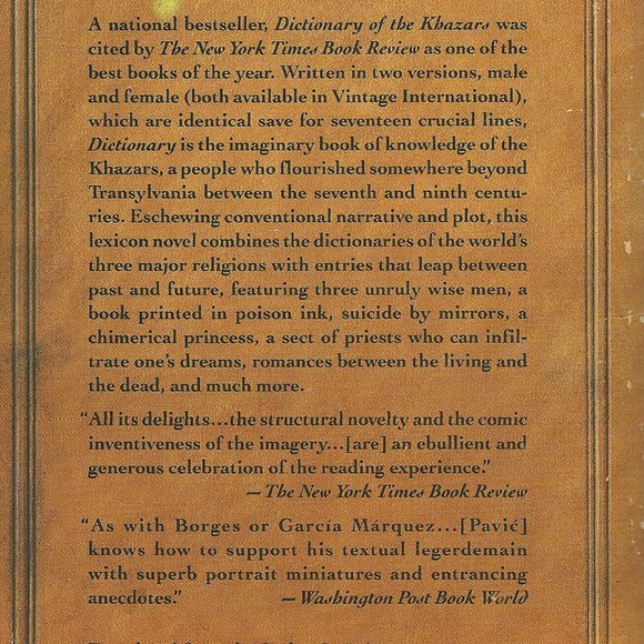 Dictionary of the Khazars: A Lexicon Novel in 100,000 Words (Male Edition) - Picture 2 of 2